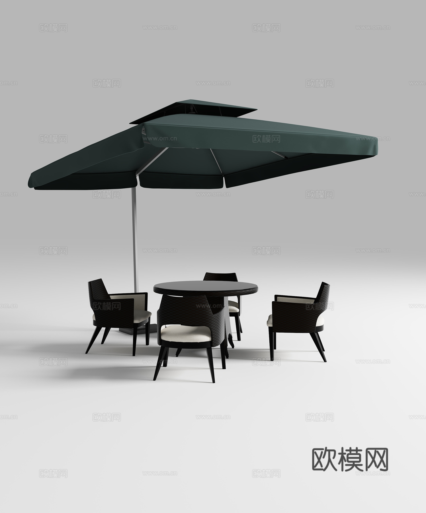 现代户外桌椅  桌椅组合  太阳伞遮阳伞su模型