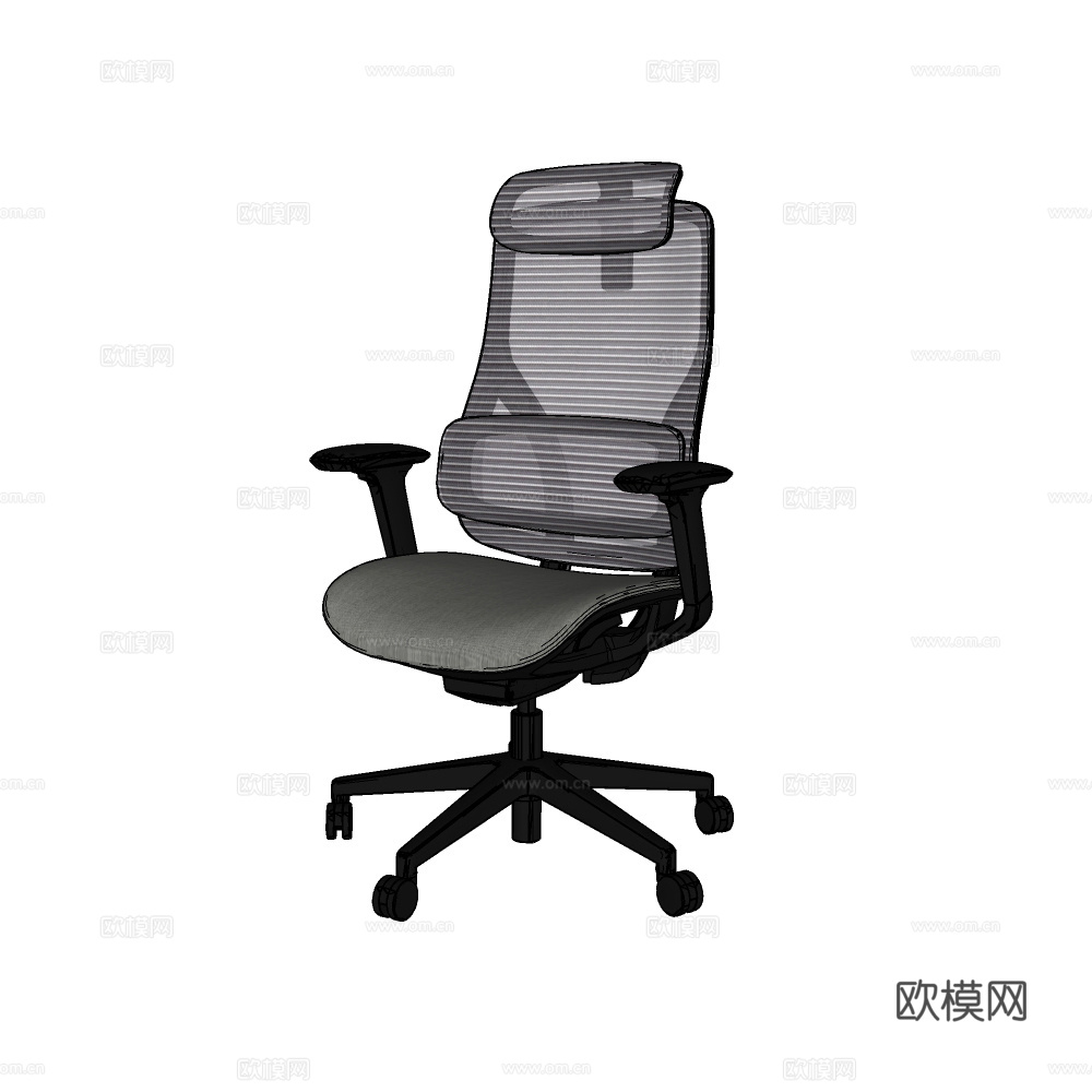 现代带靠枕经理办公椅su模型