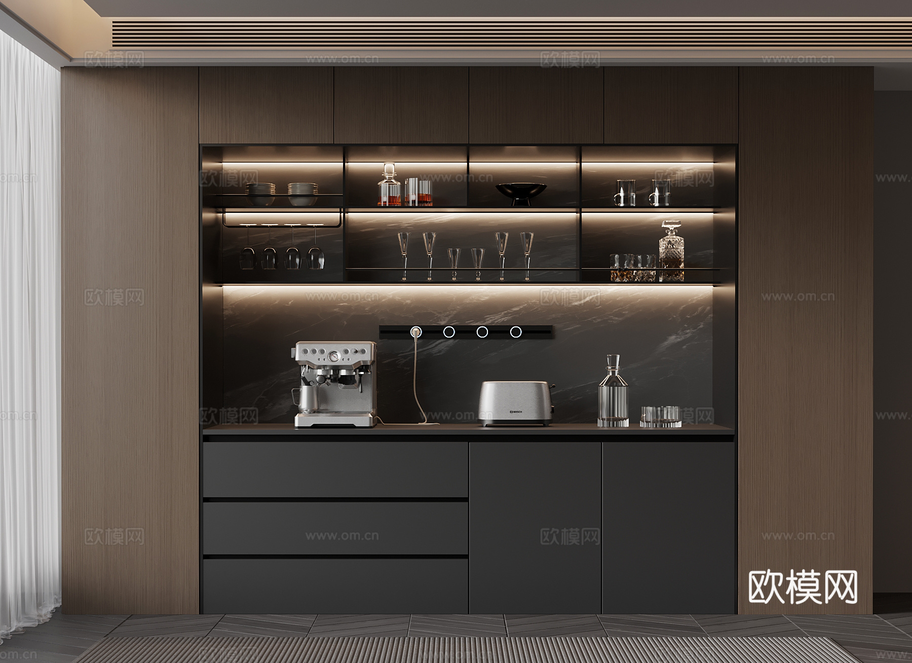 08意式极简餐边柜 备餐柜 餐具3d模型
