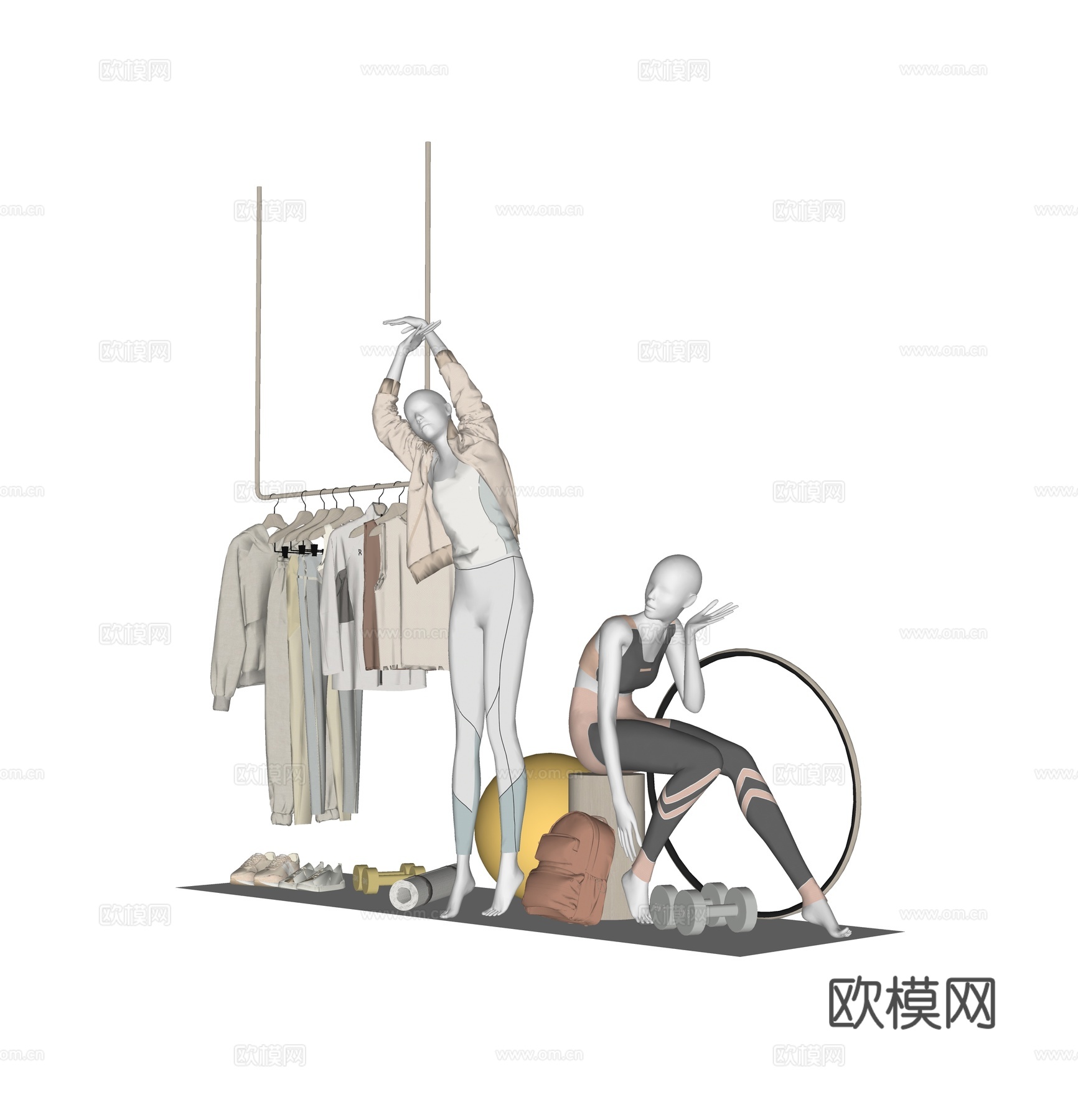 健身服饰 衣服 健身器材 瑜伽裤su模型