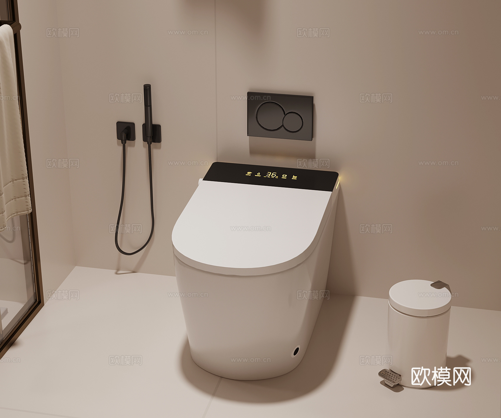 010马桶 现代马桶 垃圾桶 卫浴3d模型