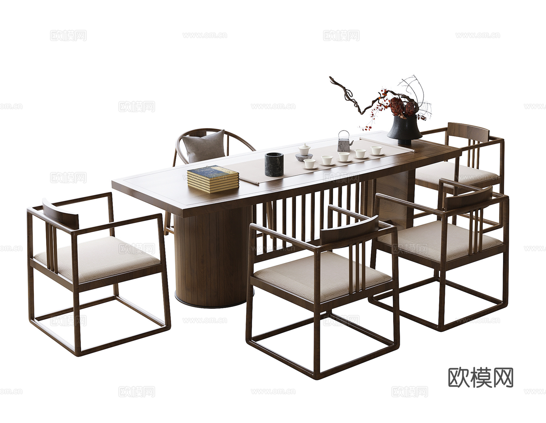 现代茶桌椅 茶椅 茶桌 茶具3d模型