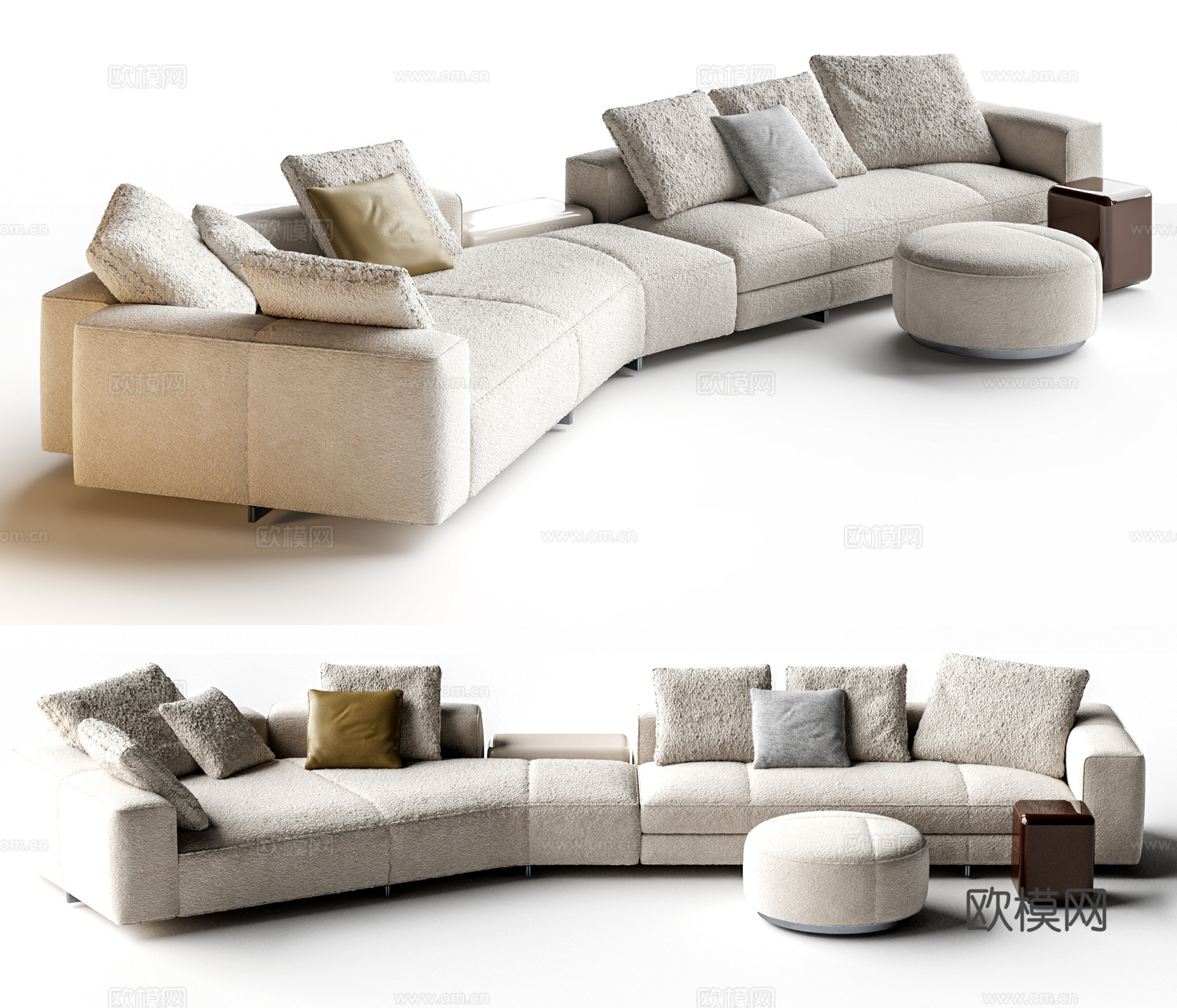 minotti YVES 异形多人沙发 布艺沙发 弧形沙发3d模型