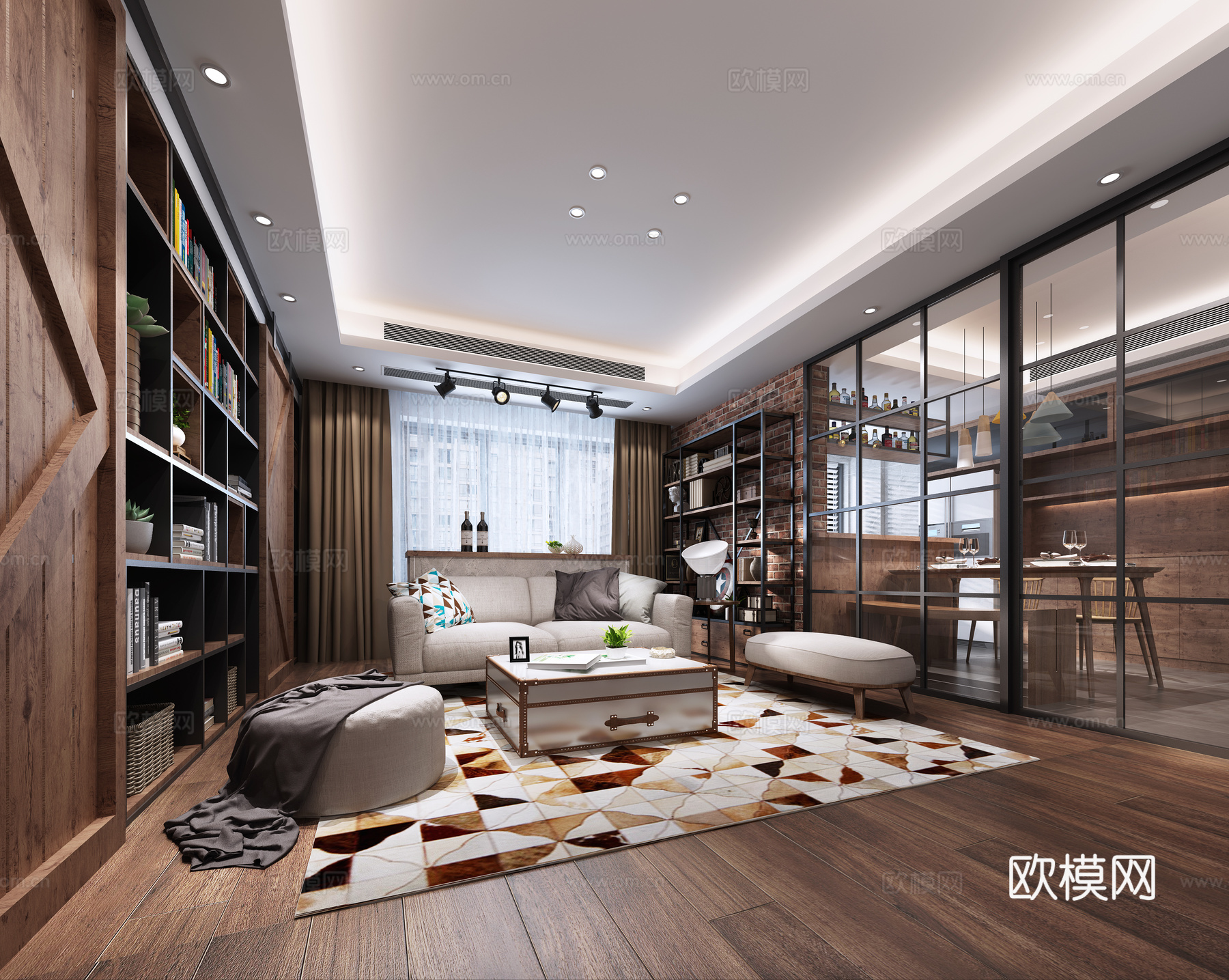 现代 客厅 餐厅3d模型