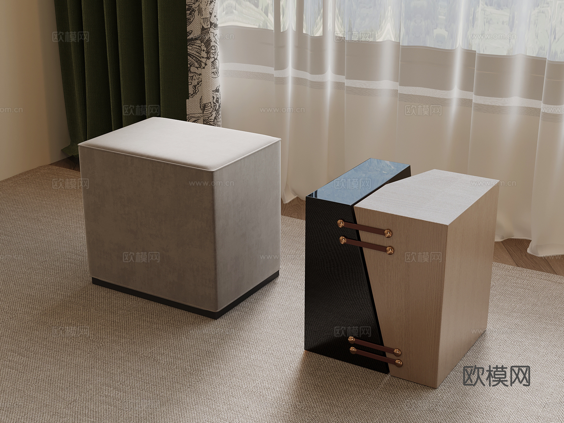21新中式凳子 矮凳 换鞋凳3d模型