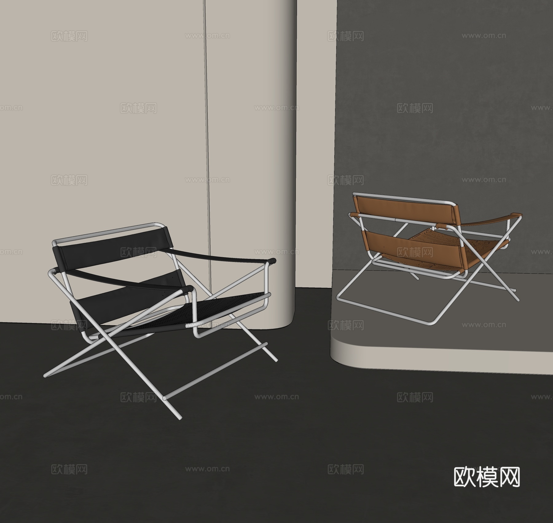 现代极简休闲椅子 轻奢简约休闲椅su模型