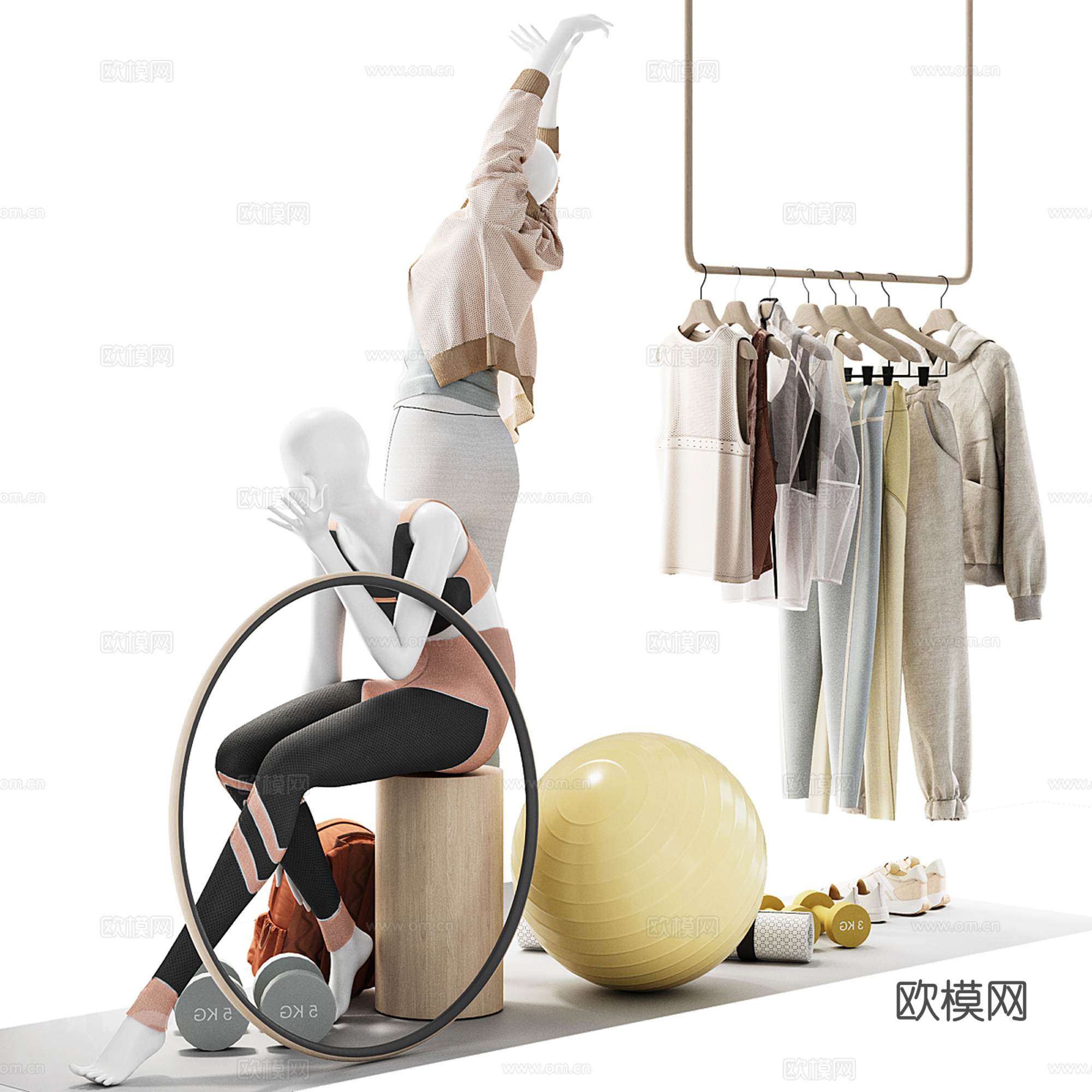 健身服饰 衣服 健身器材 瑜伽裤su模型