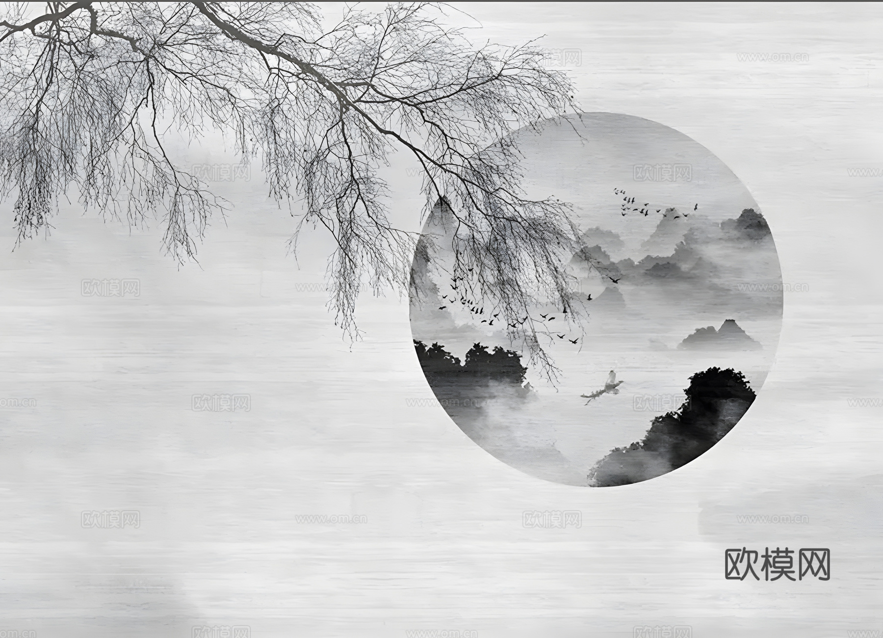 中式山水壁画