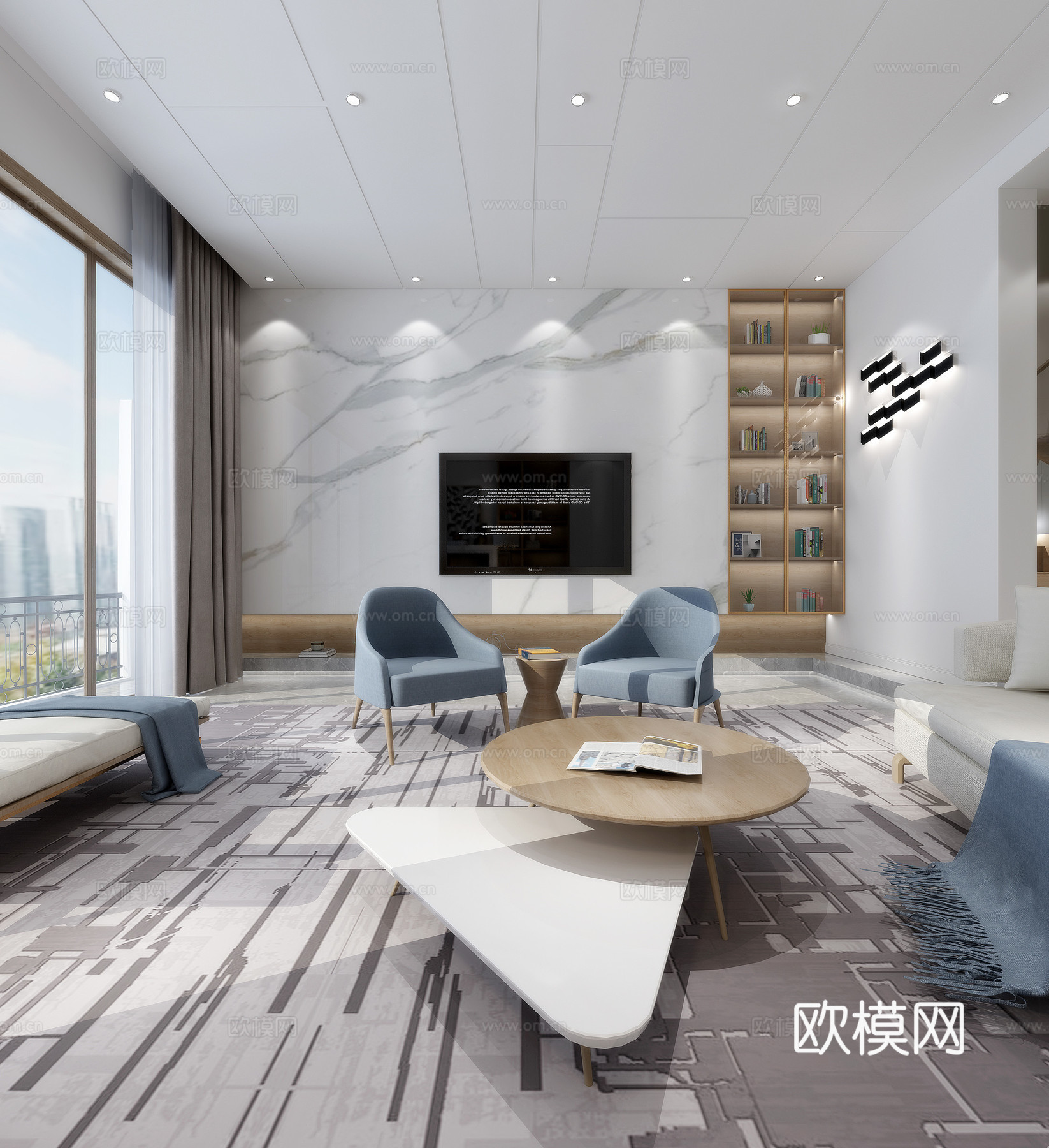 现代客厅 餐厅  过道  沙发 餐桌3d模型