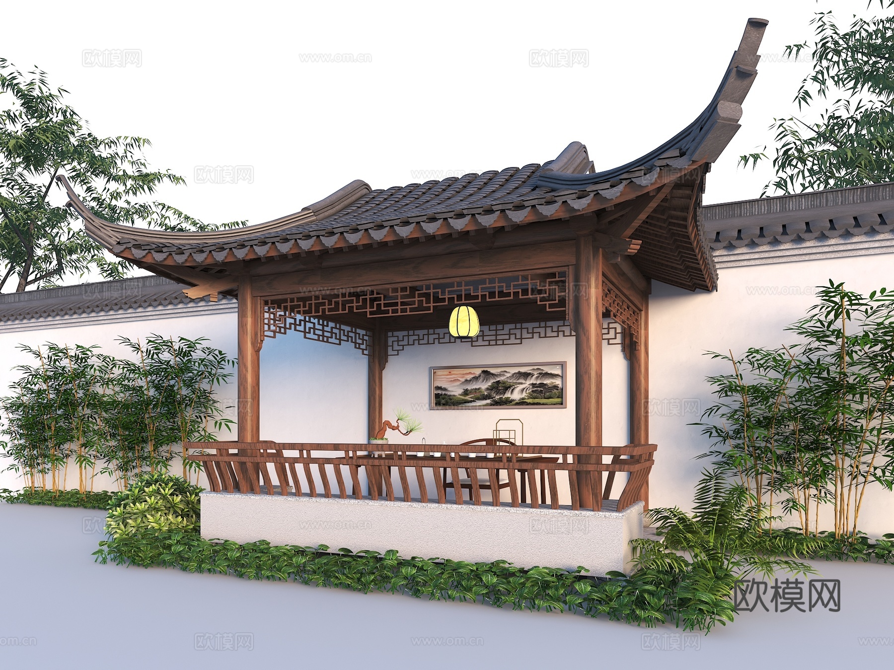 中式半亭  庭院半亭 别墅半亭3d模型