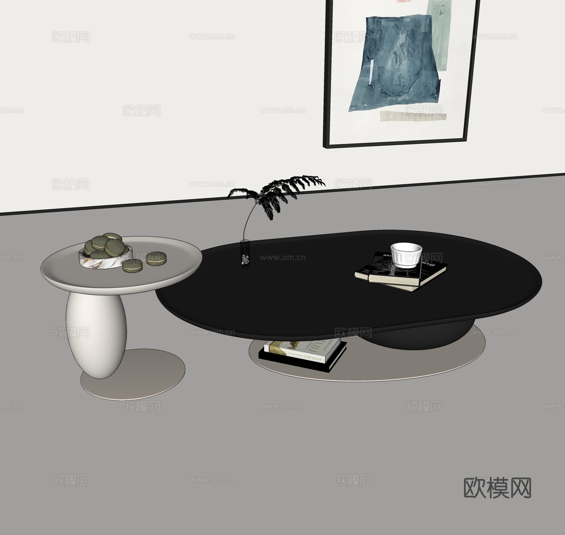 现代茶几 轻奢茶几 圆形茶几 边几角几su模型