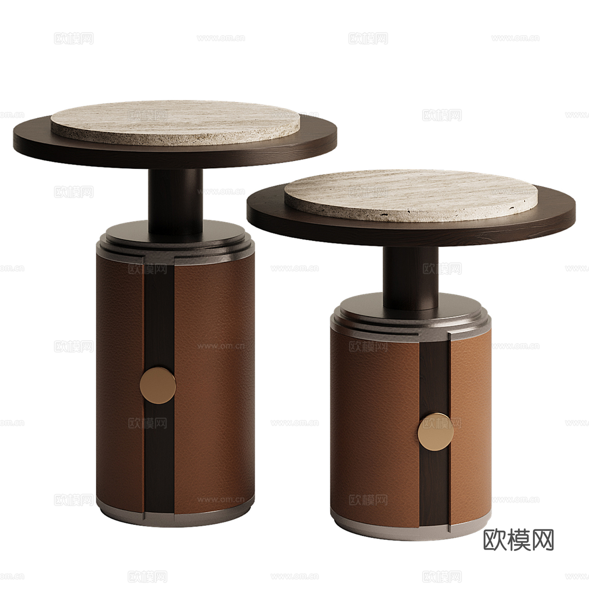 新中式茶几 圆几 边几3d模型