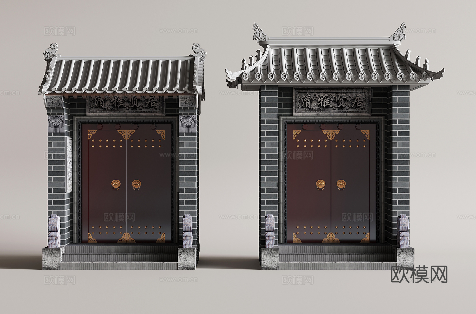 08庭院大门 中式庭院大门 中式门楼 宅院大门3d模型