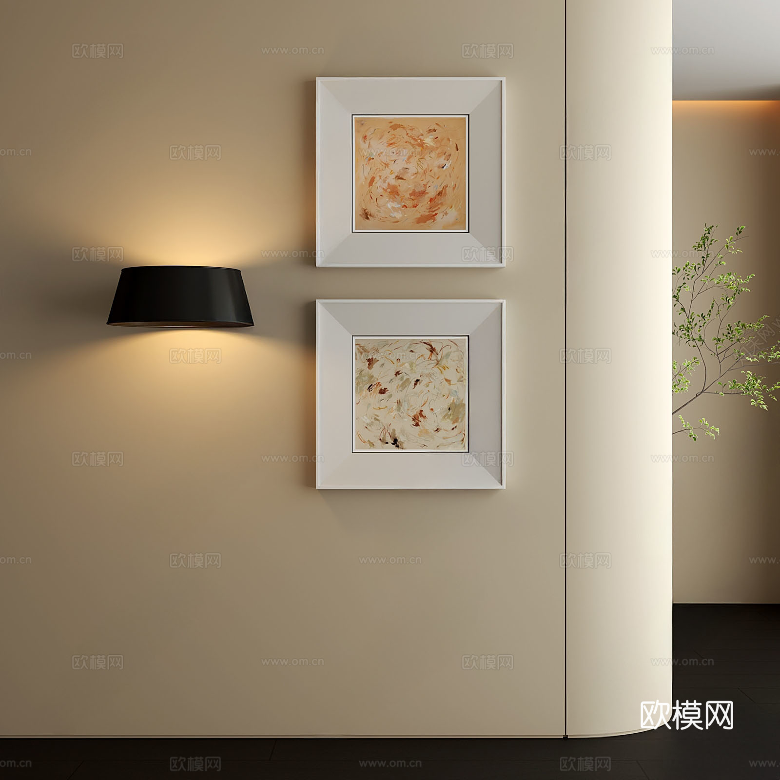 奶油简约组合画su模型