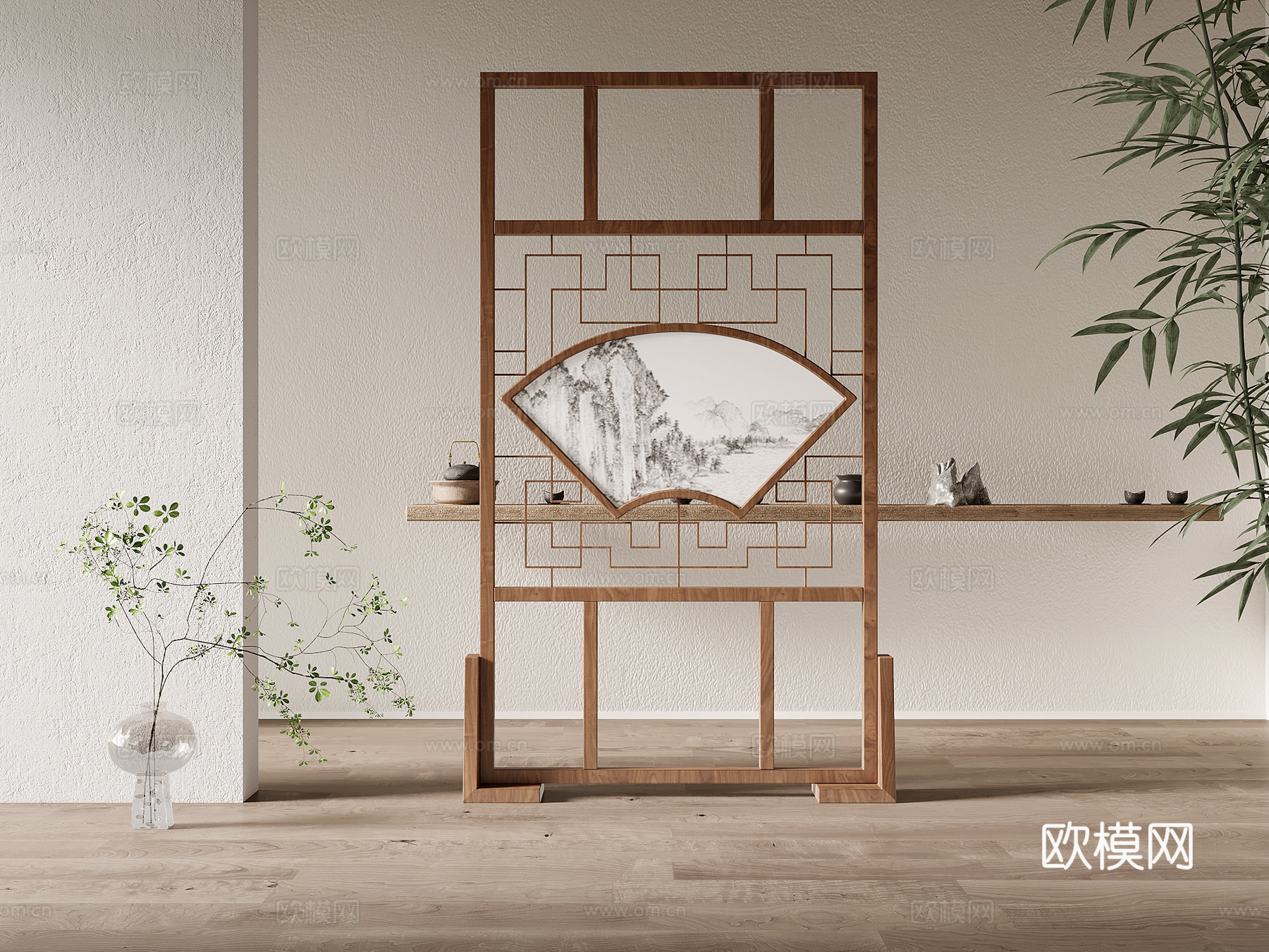 20屏风隔断 新中式屏风隔断3d模型