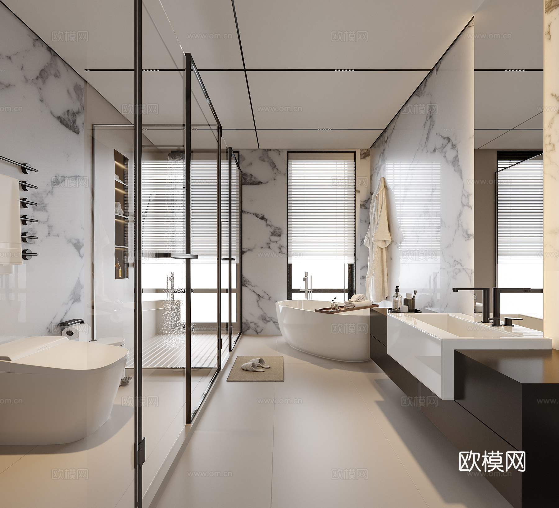 现代卫生间 洗手台 酒店卫生间3d模型