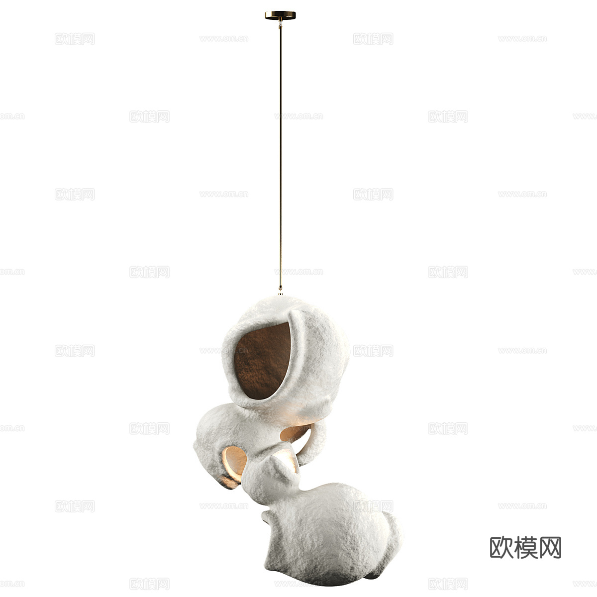 新中式茶几陶罐装饰吊灯3d模型
