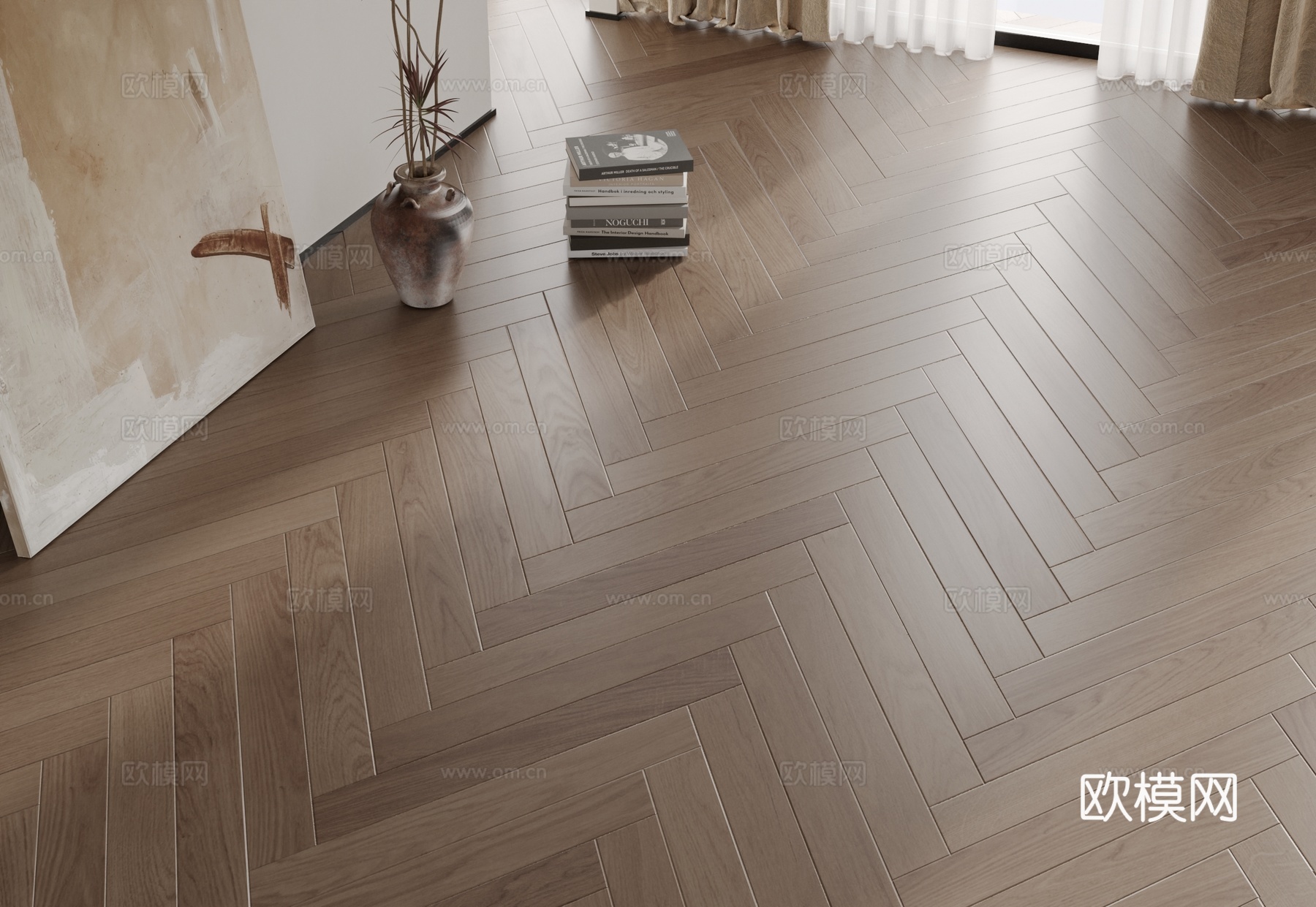 深色木地板3d模型