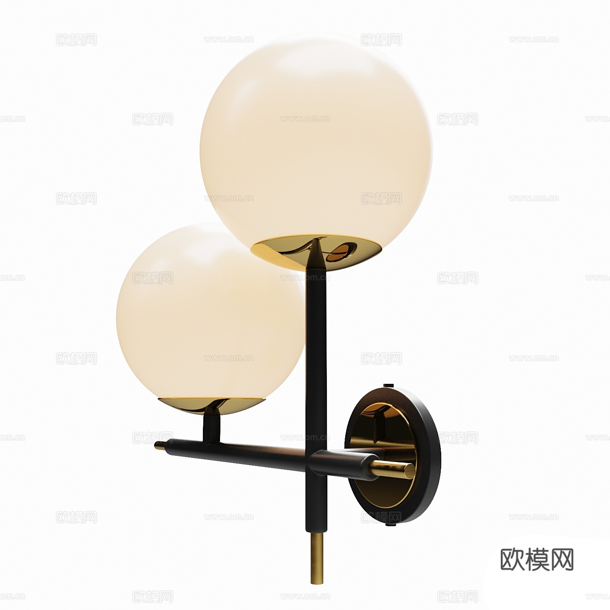现代轻奢金属玻璃双头壁灯3d模型
