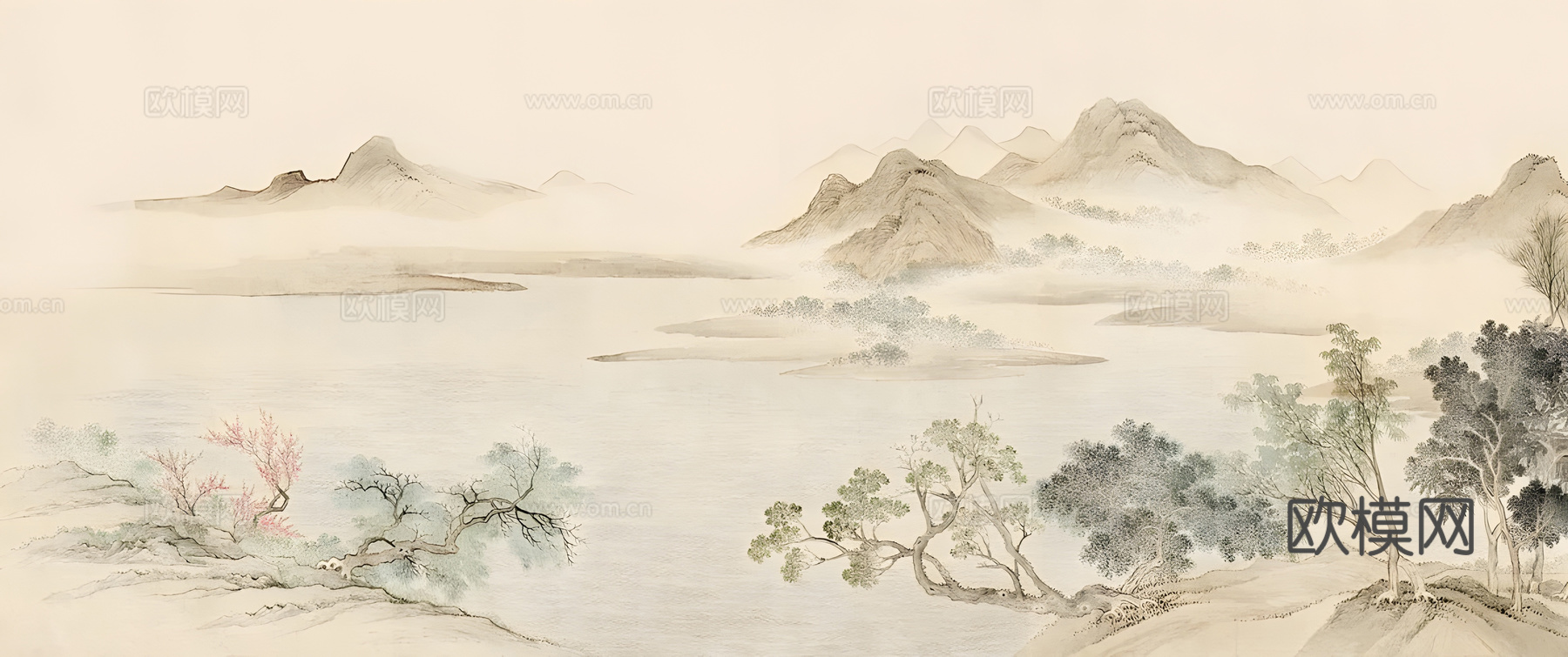 中式山水壁画