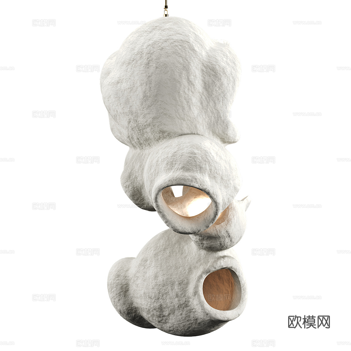 新中式茶几陶罐装饰吊灯3d模型