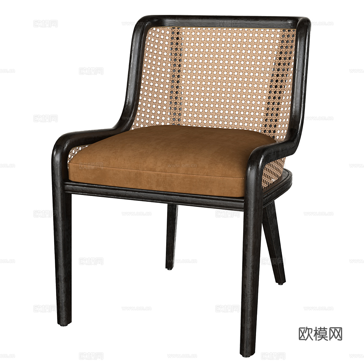 新中式中古风藤椅3d模型