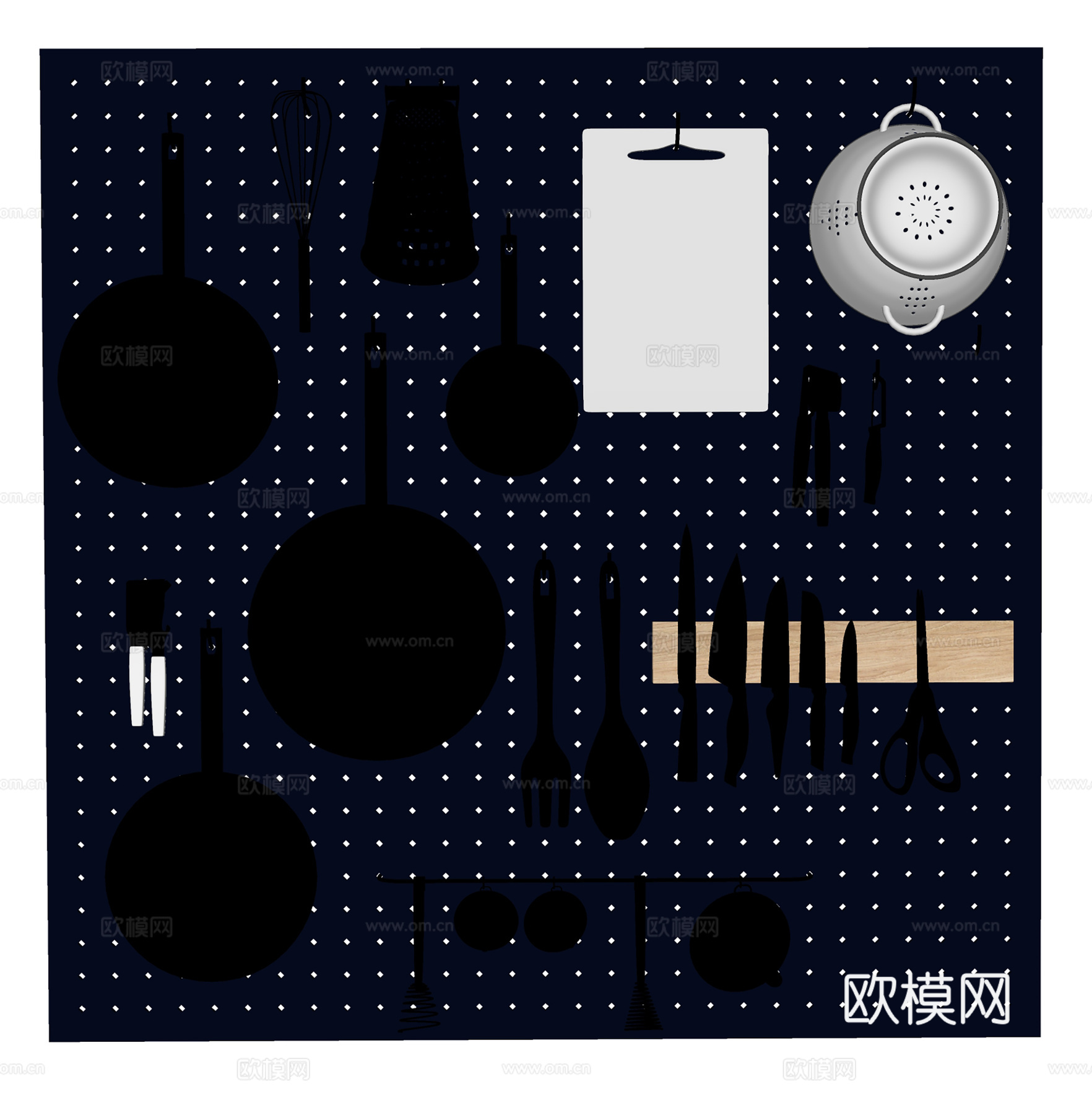 现代厨房用品 厨具组合  厨房器具su模型