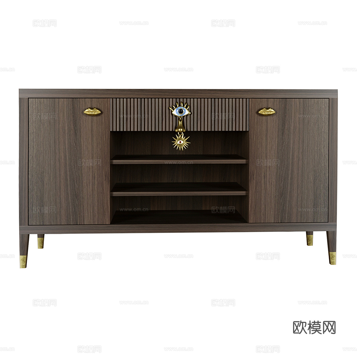 新中式轻奢实木餐边柜3d模型