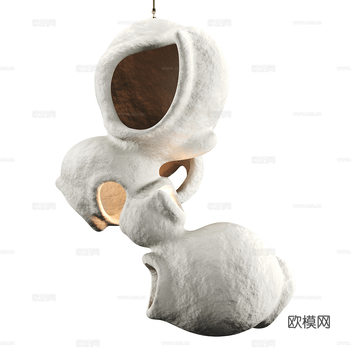 新中式茶几陶罐装饰吊灯3d模型