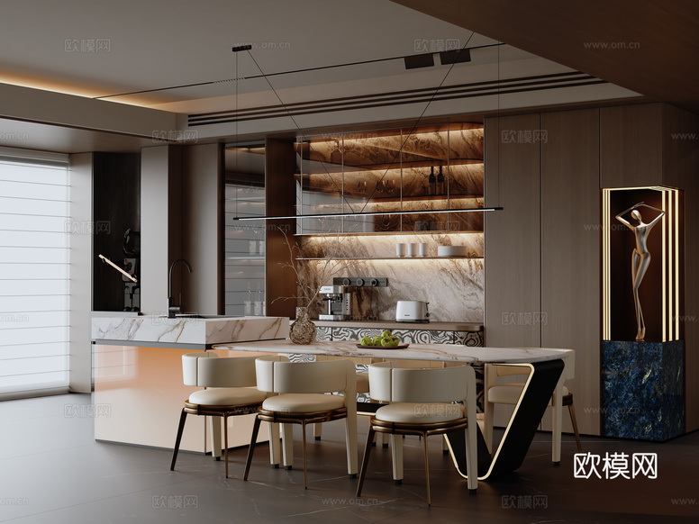 現(xiàn)代意式餐廳3d模型下載