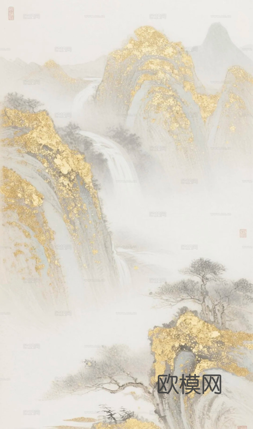 中式山水壁画