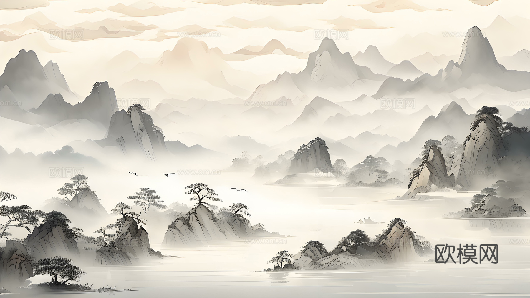 新中式山水壁画