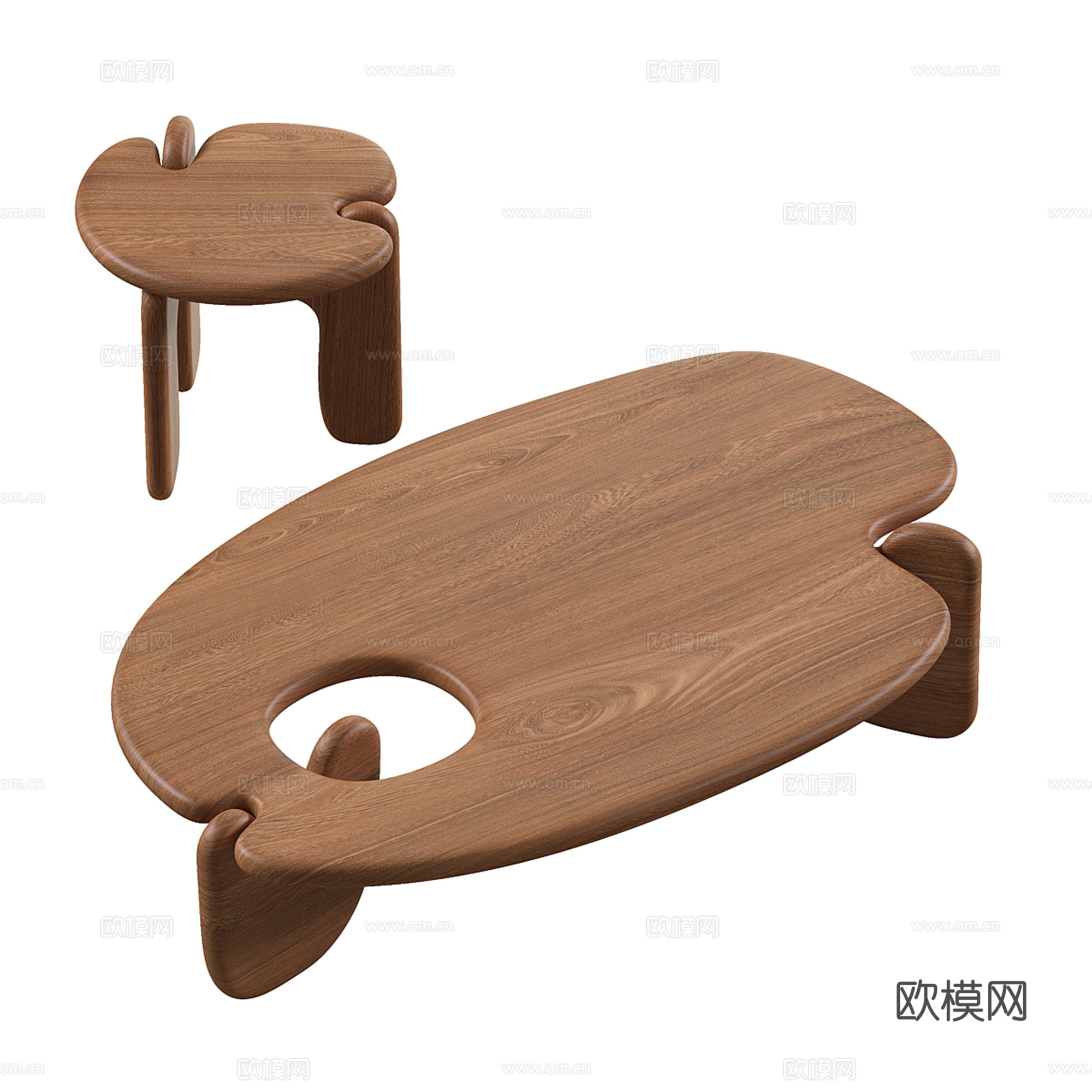 异形子母茶几组合3d模型