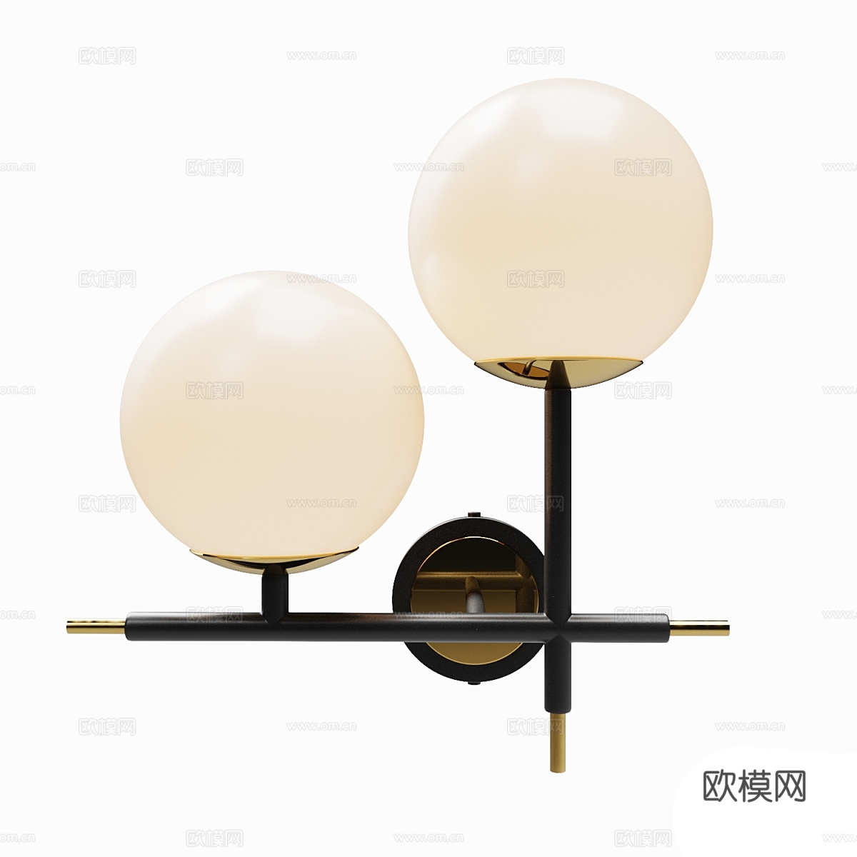 现代轻奢金属玻璃双头壁灯3d模型