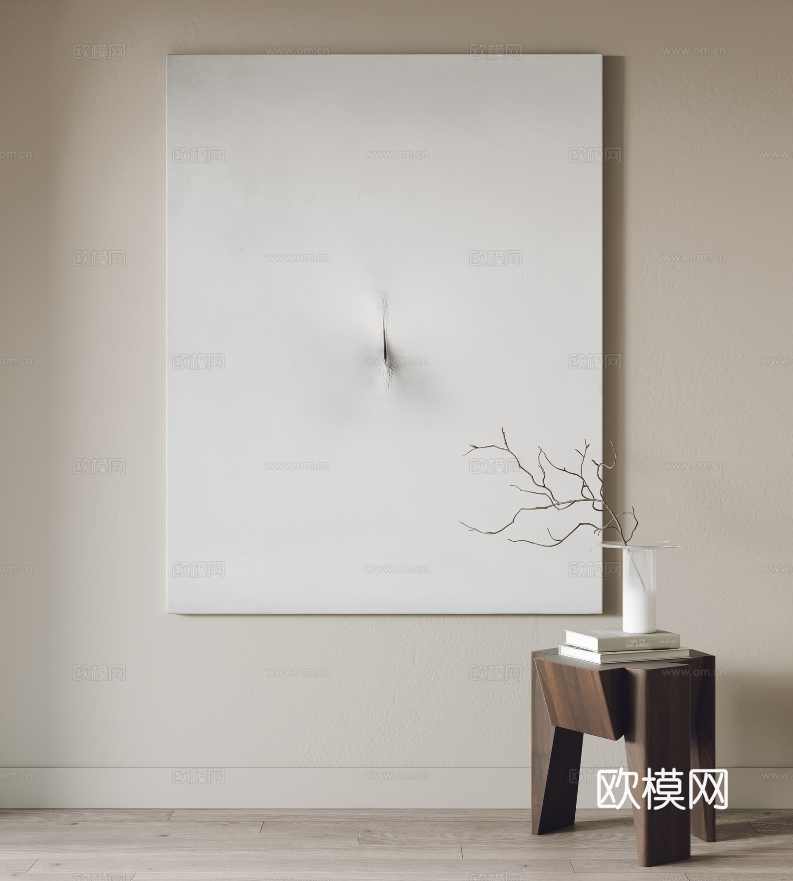 现代挂画 装饰画 边几3d模型