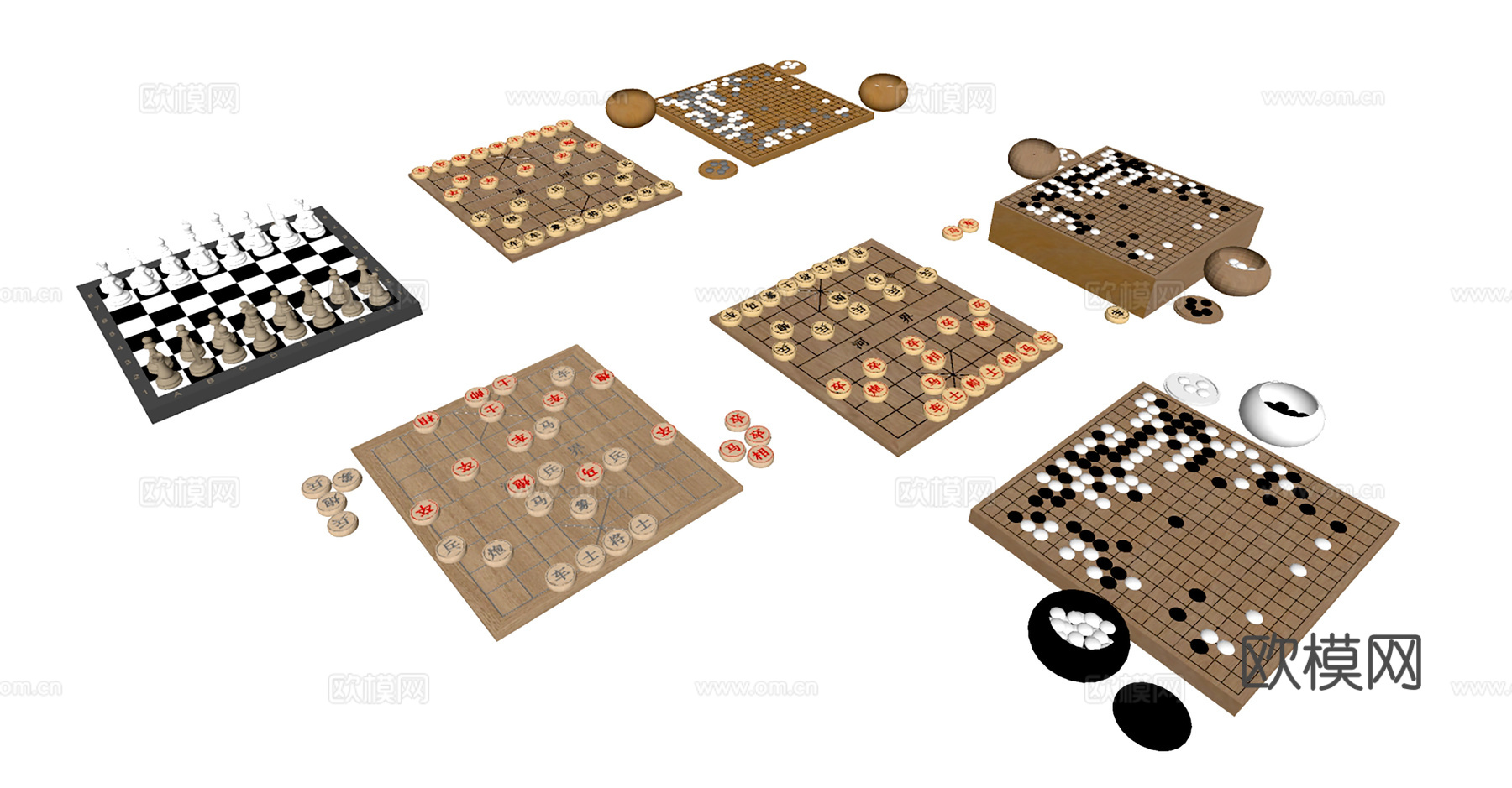 象棋 棋盘 国际象棋 围棋 起桌 五子棋su模型
