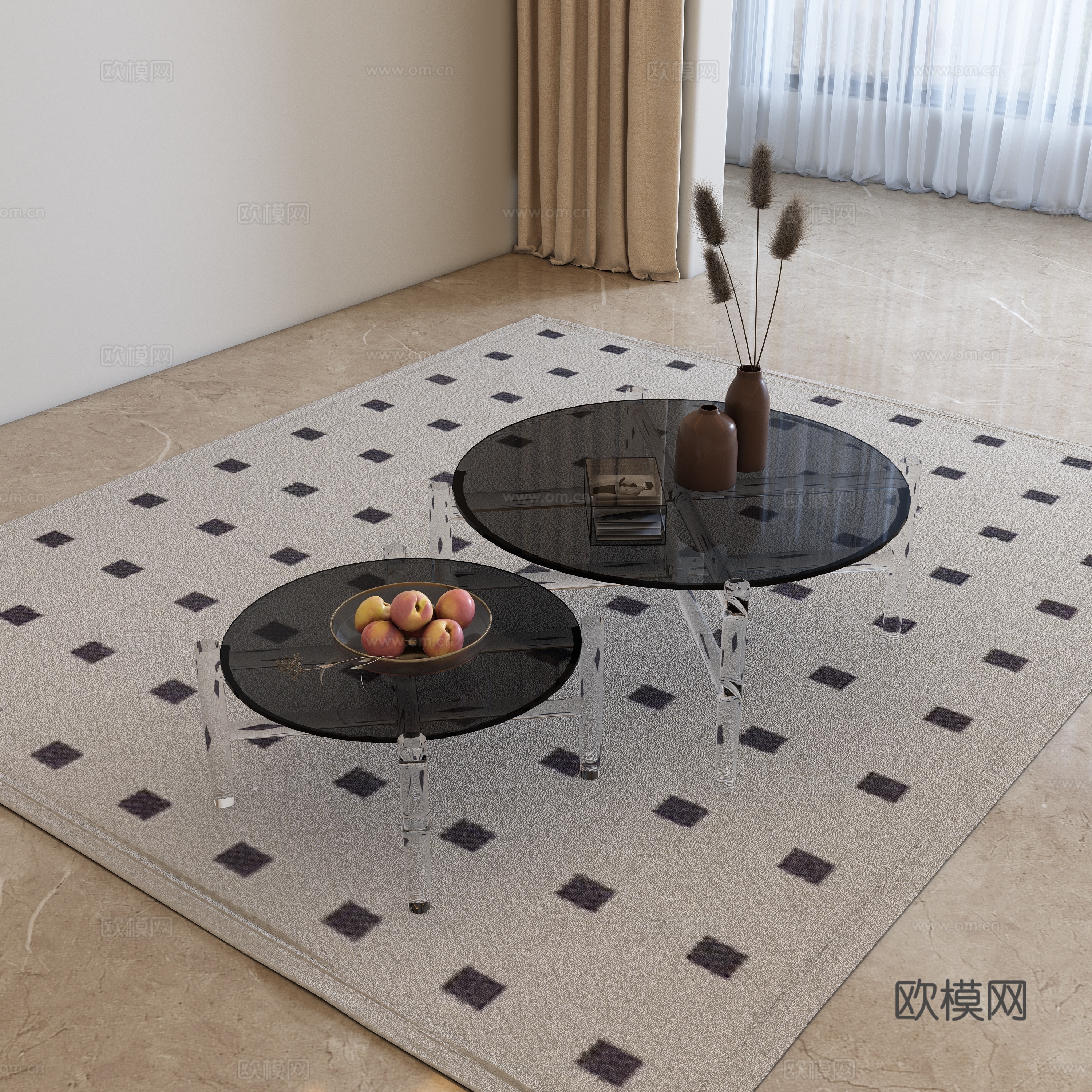 现代圆茶几 字母茶几3d模型