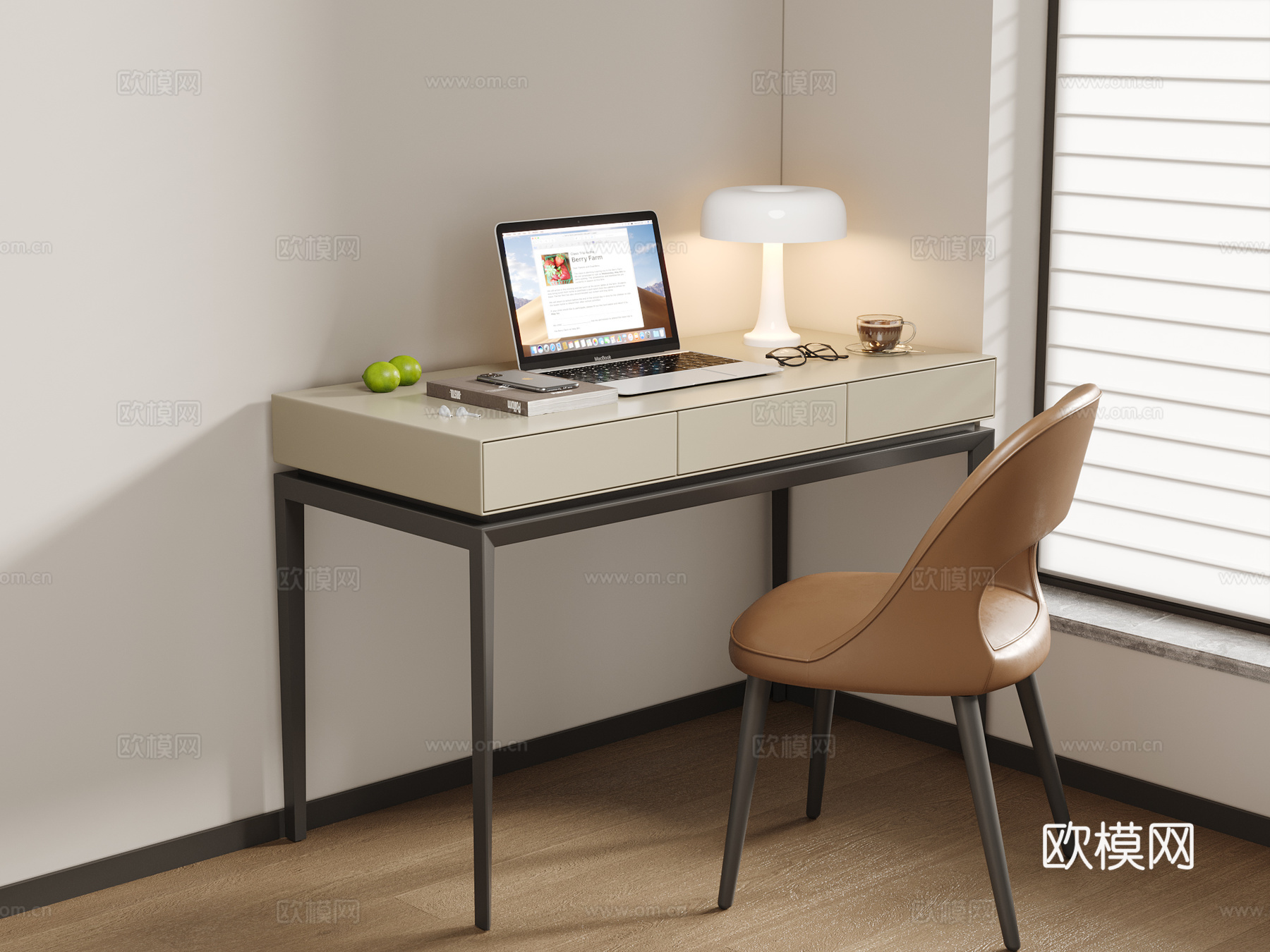 现代书桌3d模型下载