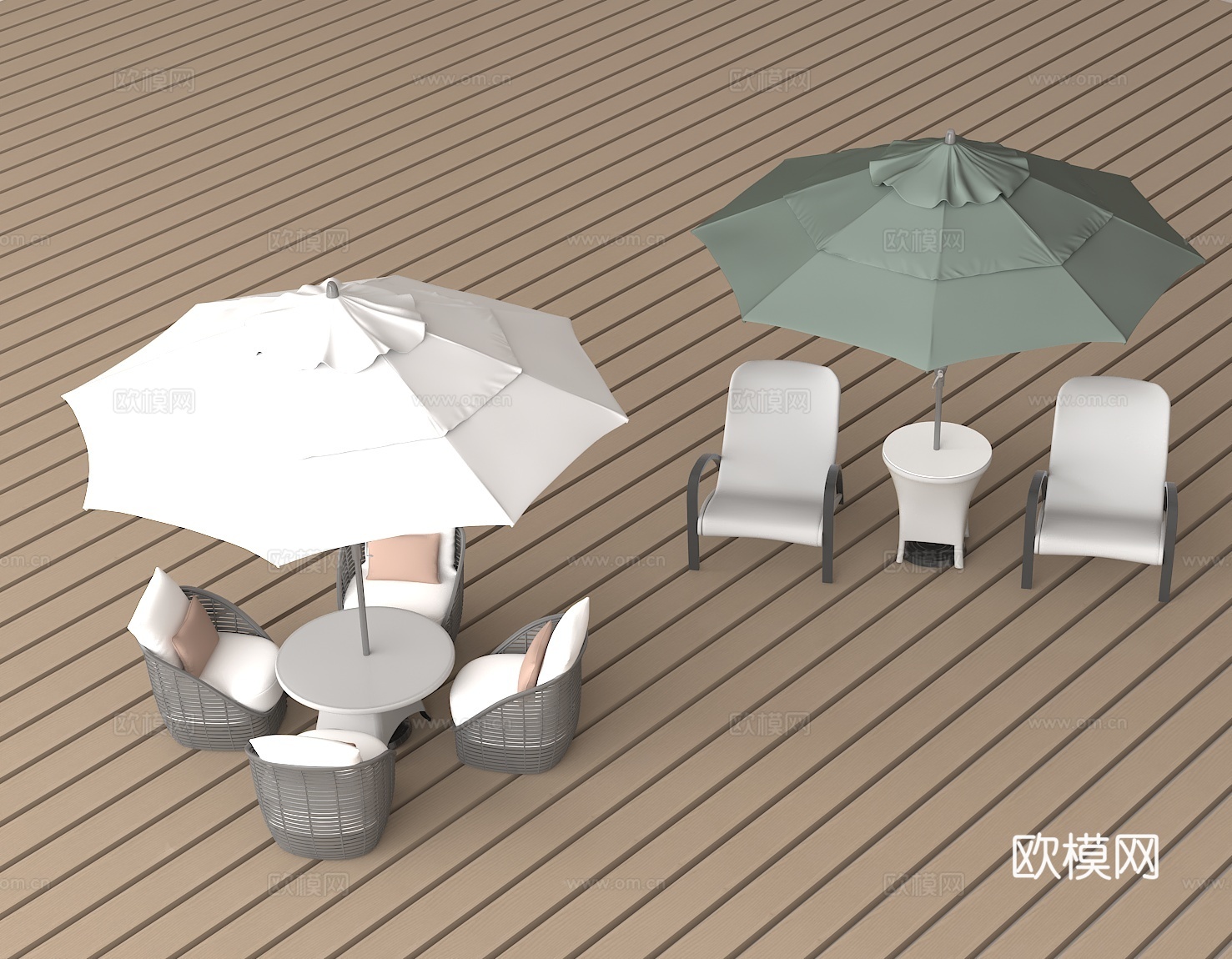 户外休闲家具 露台桌椅 遮阳伞 庭院布置 花园家具 户外沙发3d模型