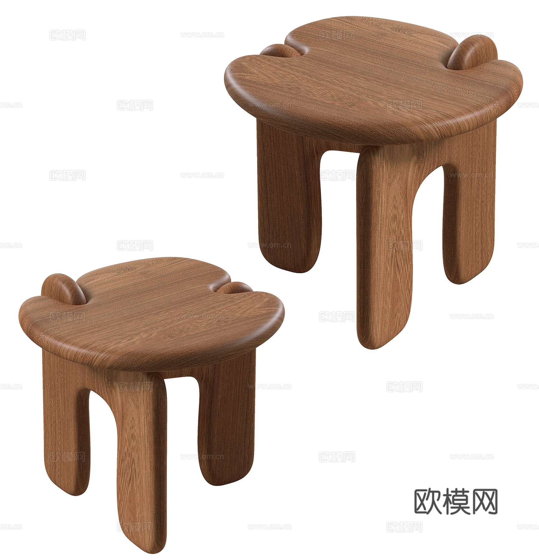 异形木作圆几边几3d模型