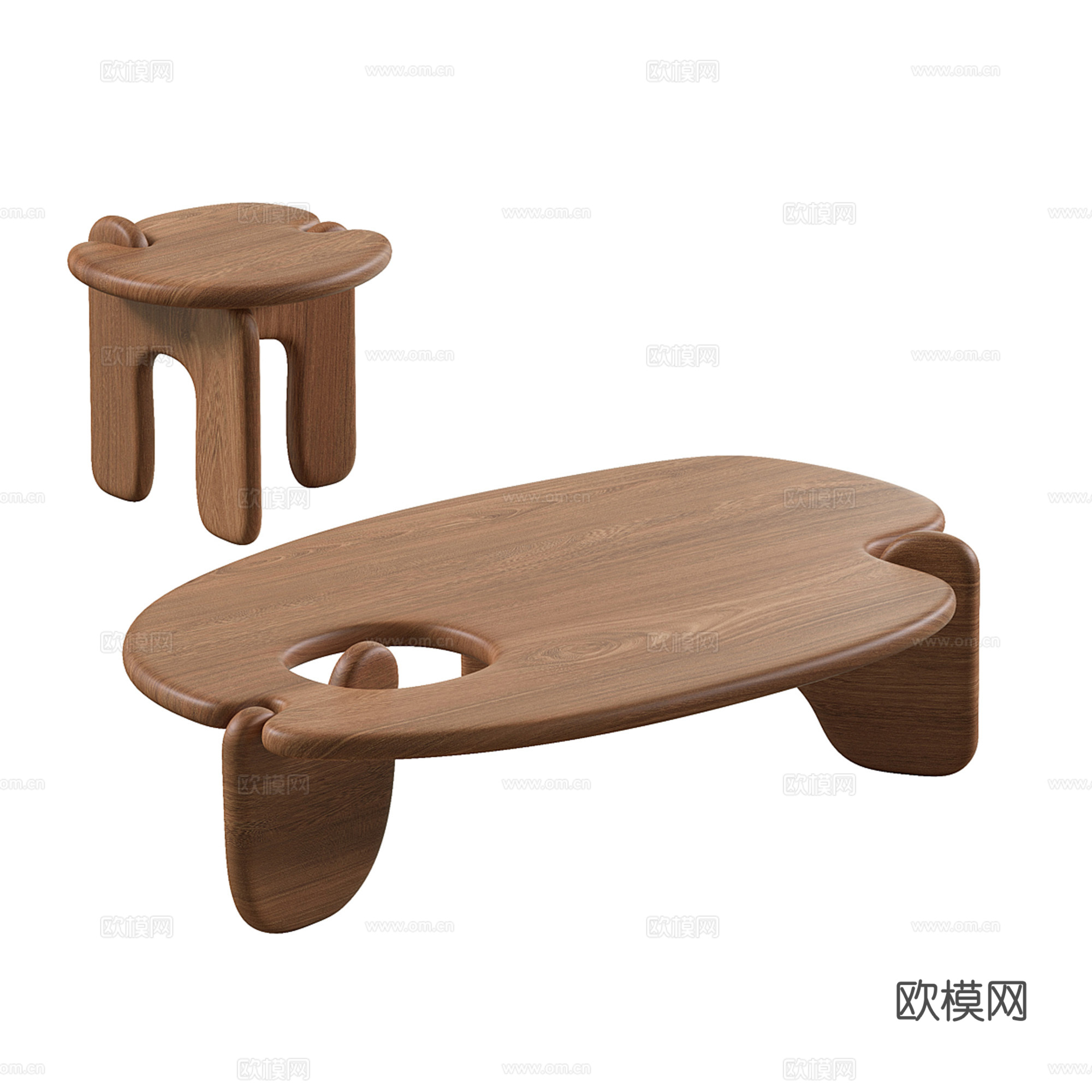 异形子母茶几组合3d模型