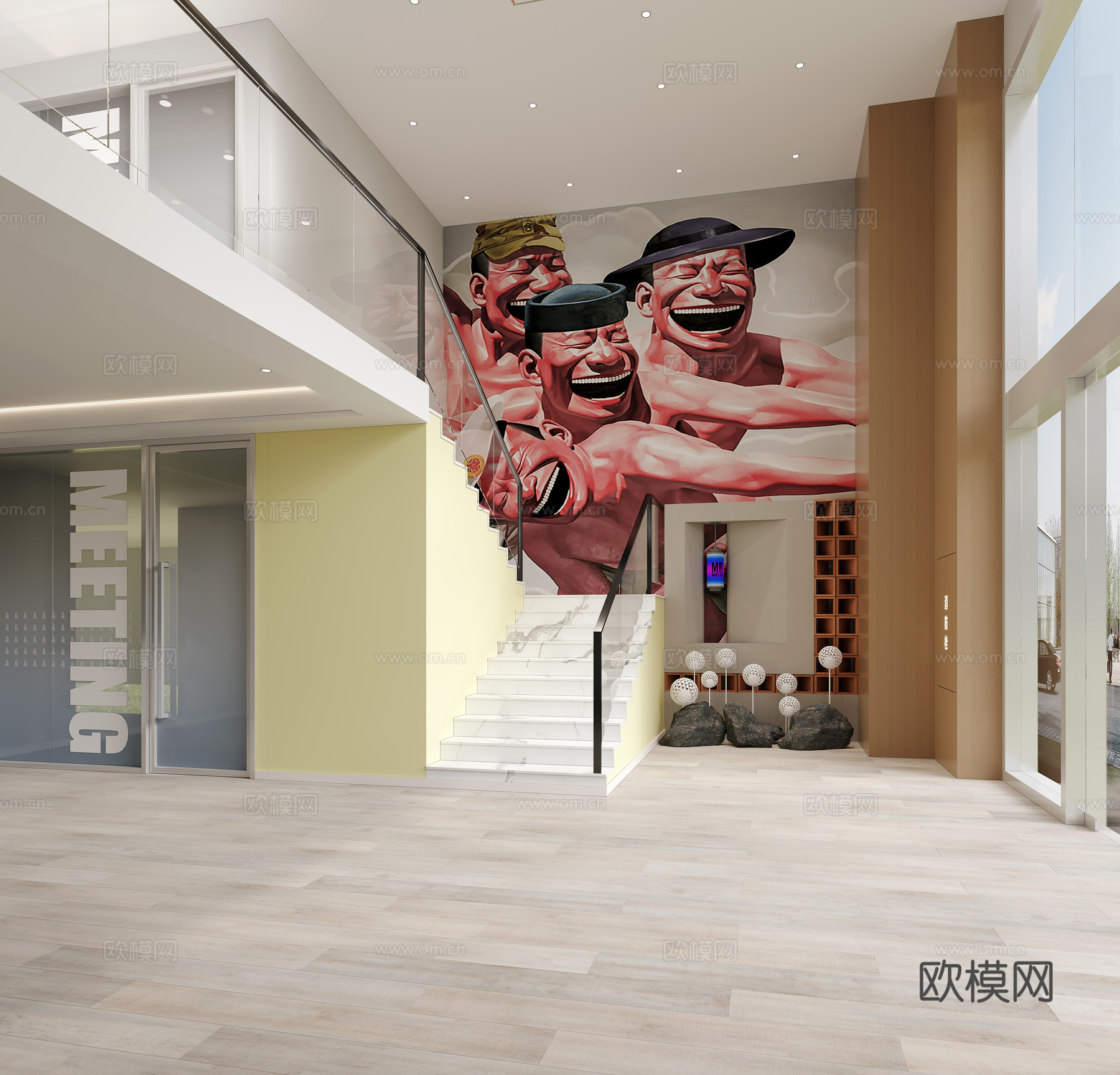 楼梯间 墙绘 楼梯3d模型