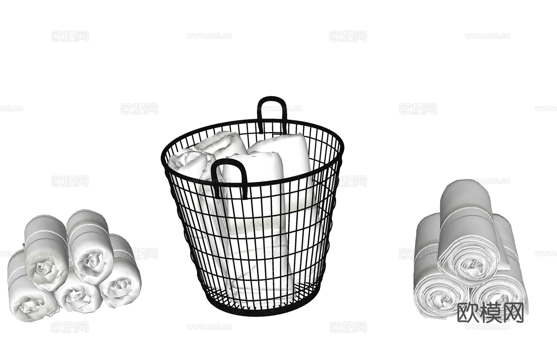现代卫浴用品 洗护用品 卫浴小件 毛巾篓子su模型