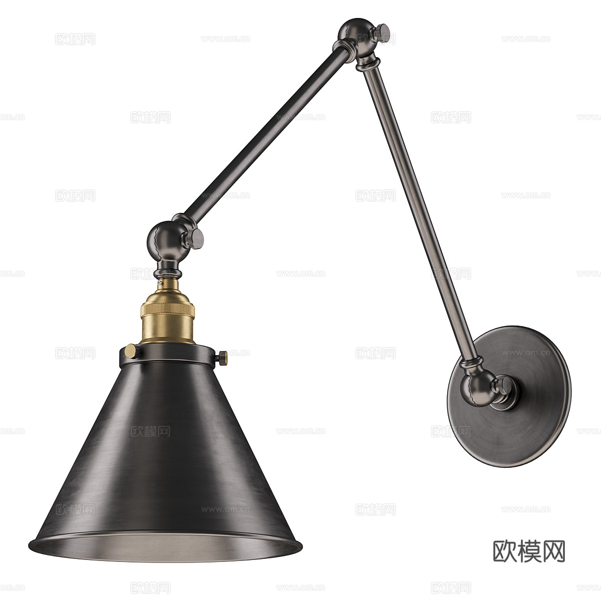 现代意式轻奢长条金属壁灯3d模型