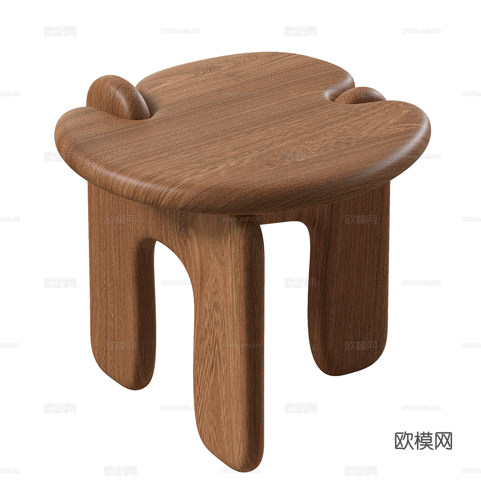 异形木作圆几边几3d模型