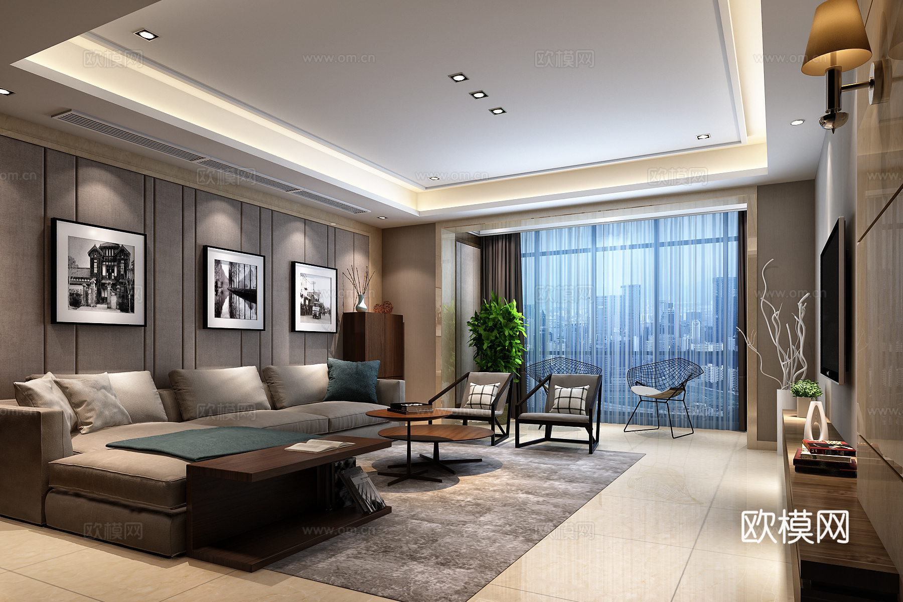 现代简约客厅3d模型