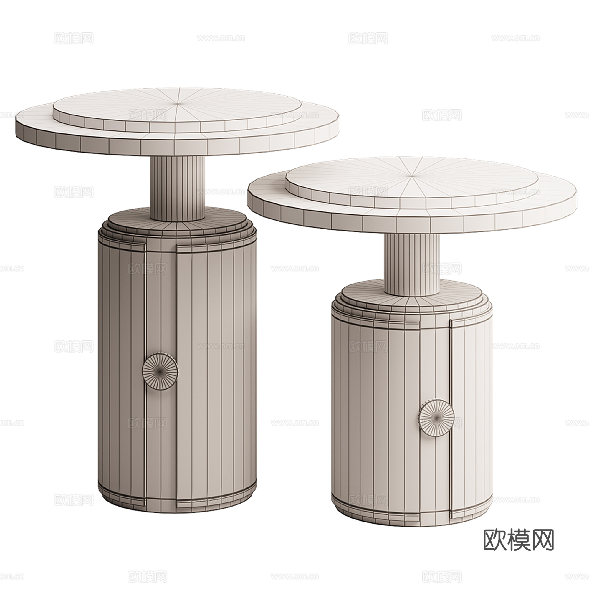 新中式茶几 圆几 边几3d模型
