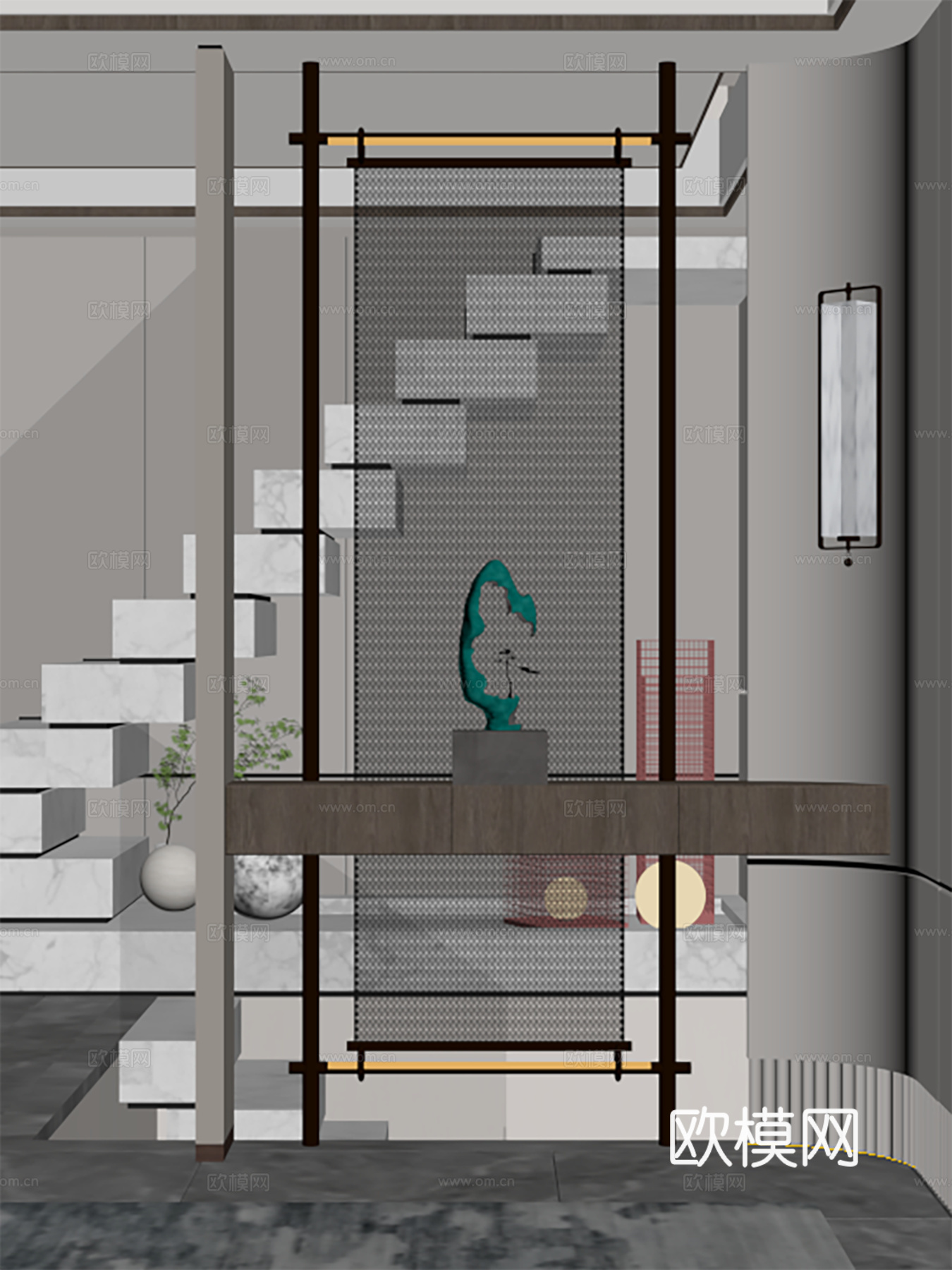现代屏风 不锈钢屏风 金属屏风 铁艺屏风su模型