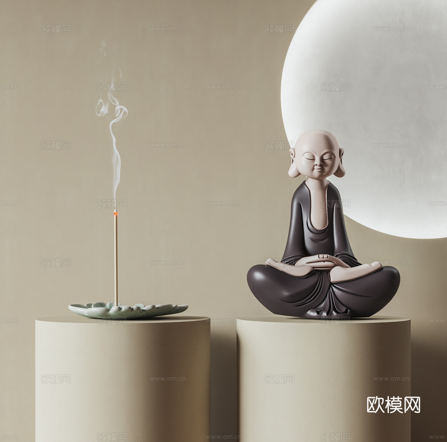 新中式禅意摆件3d模型