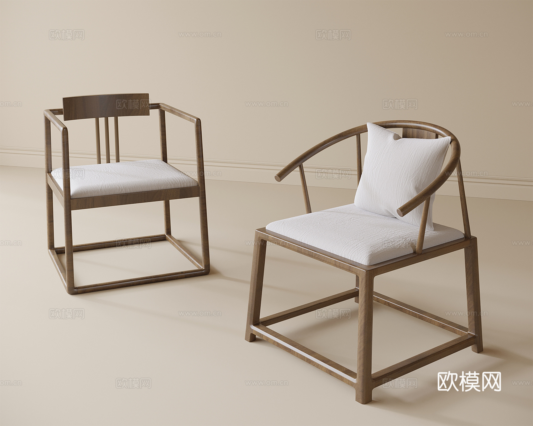 新中式单椅 茶椅 餐椅 书椅3d模型